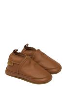 Leather Slipper - Solid Slippers Hjemmesko Brown Mikk-line
