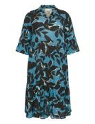 Kckerry Ami Dress Knælang Kjole Blue Kaffe Curve