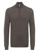 Mamason Sz Cabel Tops Knitwear Half Zip Jumpers Brown Matinique