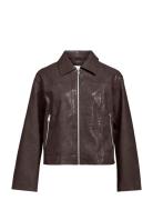 Objemia L/S Oz Croc Jacket 140 Læderjakke Skindjakke Brown Object