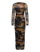 Althea Mesh Midi Dress Knælang Kjole Black Bardot