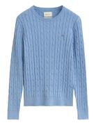 Stretch Cotton Cable C-Neck Tops Knitwear Jumpers Blue GANT
