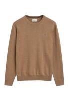 Classic Cotton C-Neck Tops Knitwear Round Necks Beige GANT