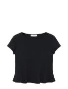 A-Line Cotton Tee Tops T-shirts & Tops Short-sleeved Black Mango