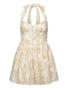 Pollie Halter Mini Dress Kort Kjole Yellow Bardot