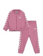 Hmlmini Reg Chevron Set Sets Tracksuits Pink Hummel