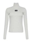 Ls Woven Label Turtleneck Tops Knitwear Turtleneck Grey Calvin Klein J...