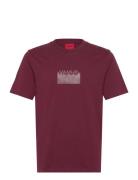 Delastio Tops T-Kortærmet Skjorte Burgundy HUGO