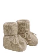 Footies Alpaca Wool Knit Shoes Baby Booties Beige Huttelihut