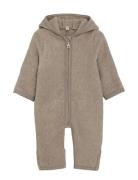 Pram Suit Ears Cotton Fleece Jumpsuit Beige Huttelihut