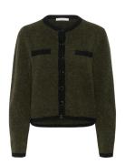 Gzalpha Ls Contrast Cardigan Tops Knitwear Cardigans Khaki Green Gestu...