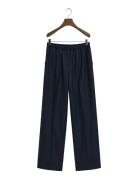 Wool Blend Pull On Pants Bottoms Trousers Straight Leg Navy GANT