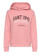 Reg Arch Print Hoodie Tops Sweatshirts & Hoodies Hoodies Pink GANT