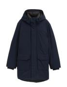 Tech Hooded Parka Parka Jakke Navy Tom Tailor