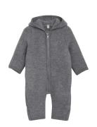 Pram Suit Wool Fleece Jumpsuit Grey Huttelihut
