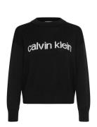 Cotton Graphic Pullover Tops Knitwear Jumpers Black Calvin Klein Jeans