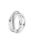 Pandora Logo Sterling Silver Ring With Clear Cubic Zirconia Ring Smykk...