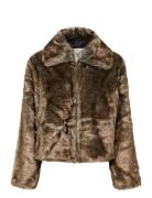 Kbcarol Fur Jacket Outerwear Faux Fur Brown Karen By Simonsen