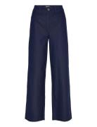 Ihkate Denim Pa Bottoms Trousers Wide Leg Navy ICHI