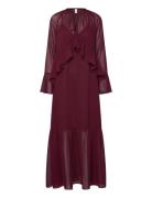 Yaschifa Ls Maxi Dress - Ka Maxikjole Festkjole Burgundy YAS