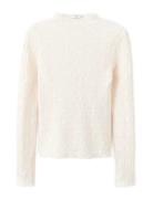 Textured Crepe Top Tops T-shirts & Tops Long-sleeved Cream Mango