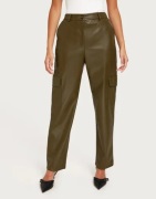 Only - Grøn - Onlkim Faux Leather Cargo Pant Cc O