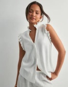 Selected Femme - Hvid - Slfviva Sl Sun Ruffle Top Noos