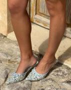 Nelly - Mønstret - Printed Pointy Bow Mule