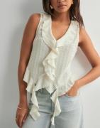 Vero Moda - Hvid - Vmida Sl Frill Top Jrs Ga