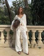 Nelly - Hvid - Pull On Tassel Linen Pants