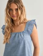 Pieces - Blå - Pcapia Sl Square Neck Top Mm Wvn