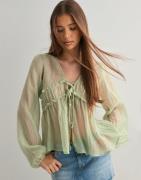 Nelly - Grøn - Effortless Crincle Blouse