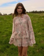 Vero Moda - Blomstret - Vmstarry Ls Ruffle Mini Dress Exp