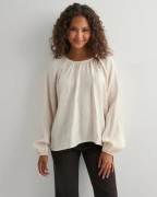 Pieces - Hvid - Pcjemma Ls O-Neck Blouse Jrs D2D Pp