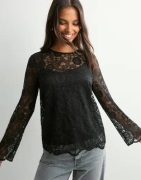 Pieces - Sort - Pcolline Ls Lace O-Neck Top Wvn Noo