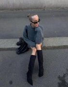 Nelly - Sort - Stiletto Under Knee Soft Boot