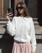 Nelly - Hvid - Fuzzy Knit Cardigan