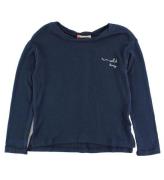 Roxy Bluse - Navy m. Tekst/Knapper