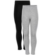 Minymo Leggings - 2-pak - Sort/GrÃ¥