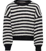 Kids Only Bluse - Strik - KogNewPiumo - Black/Egret Stripes