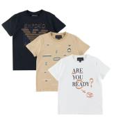 Emporio Armani T-shirts - 3-pak - Hvid/Sand/Sort