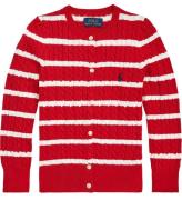 Polo Ralph Lauren Cardigan - Strik - RÃ¸d/Hvidstribet