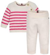 Tommy Hilfiger SÃ¦t - Bluse/Bukser - Strik - Ivory Petal/Stripe