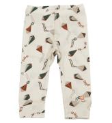 Katvig Leggings - Uld - Off White m. Drager