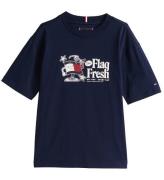 Tommy Hilfiger T-shirt - Flag Fun - Dark Night Navy m. Print