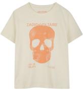 Zadig & Voltaire T-shirt - Offwhite/Orange m. Kranie