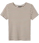 LMTD T-shirt - NlfDallas - Rib - Mocha Meringue/WHITE STRIPES