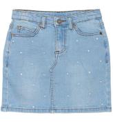 The New Nederdel - TnOda - LyseblÃ¥ denim m. Rhinsten