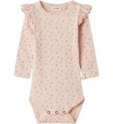 Lil' Atelier Body l/æ - Rib - NbfGago - Peach Blush m. Blomster
