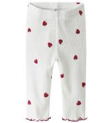 Name It Leggings - Rib - NbfJillie - Bright White m. Jordbær